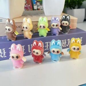 9PCs Dinosaur Labubu Set-Colorful Wings & Tail Costume Small Toys-Ornament Gift